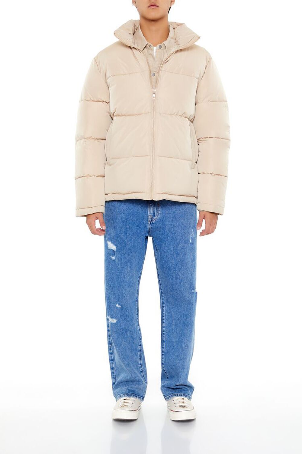 Quilted Funnel-Neck Puffer Jacket