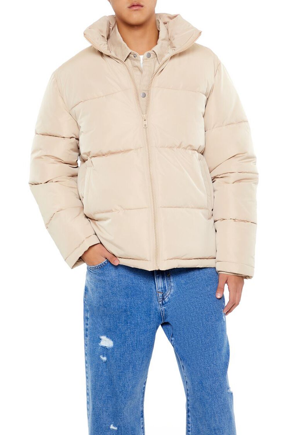 Quilted Funnel-Neck Puffer Jacket